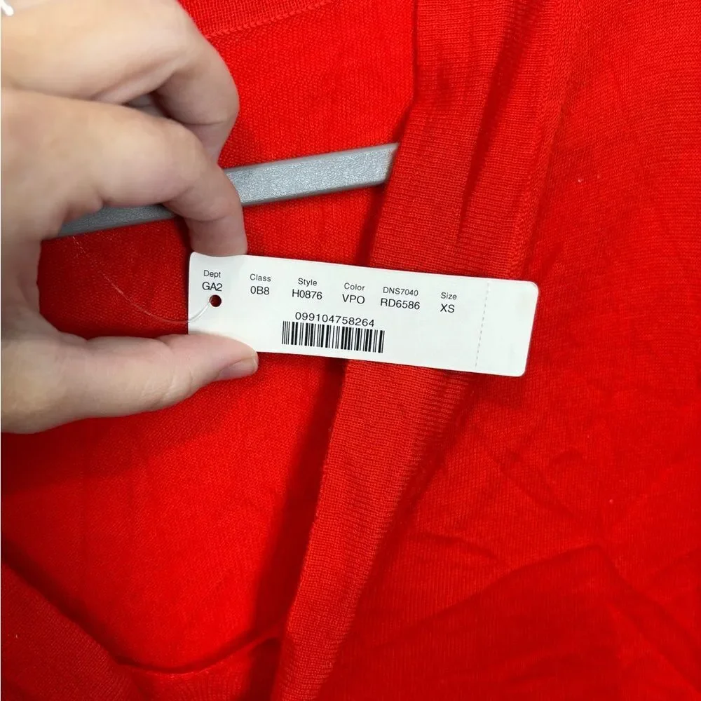 J. Crew Vibrant Red neck tie Italian yarn cashmere Knit sweater